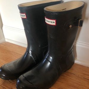 Short Black Gloss Hunter Boots